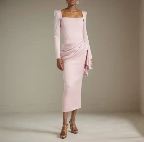 Pretty Straight Fit Silky Midi Wrap Dress