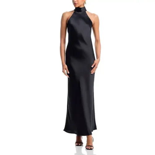 Straight fit halter neck Satin Dress