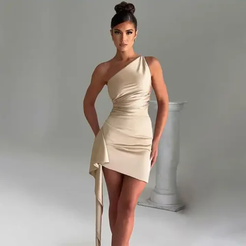 One-Shoulder Kaftan Dress Sexy Evening Club Empire Waistline Summer Party Inspired Turkiye