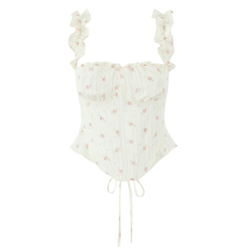 Shoulder Strap Spaghetti Strap Floral Print Casual Cotton Tank Top