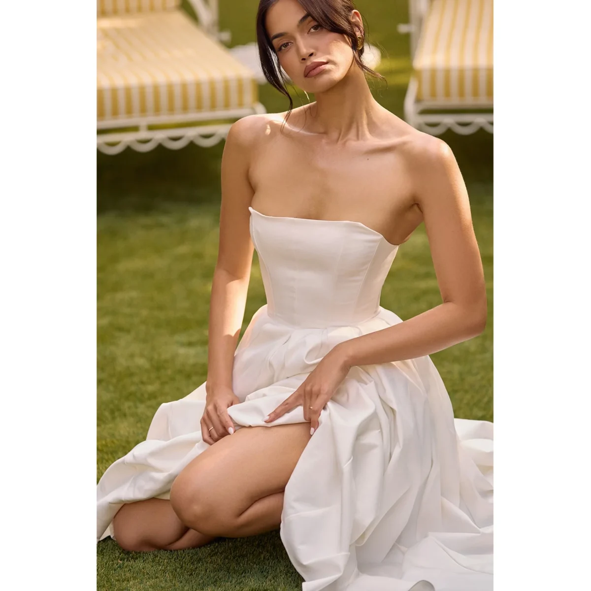 Cotton Strapless High Waist Tube Midaxi Dress - Image 3