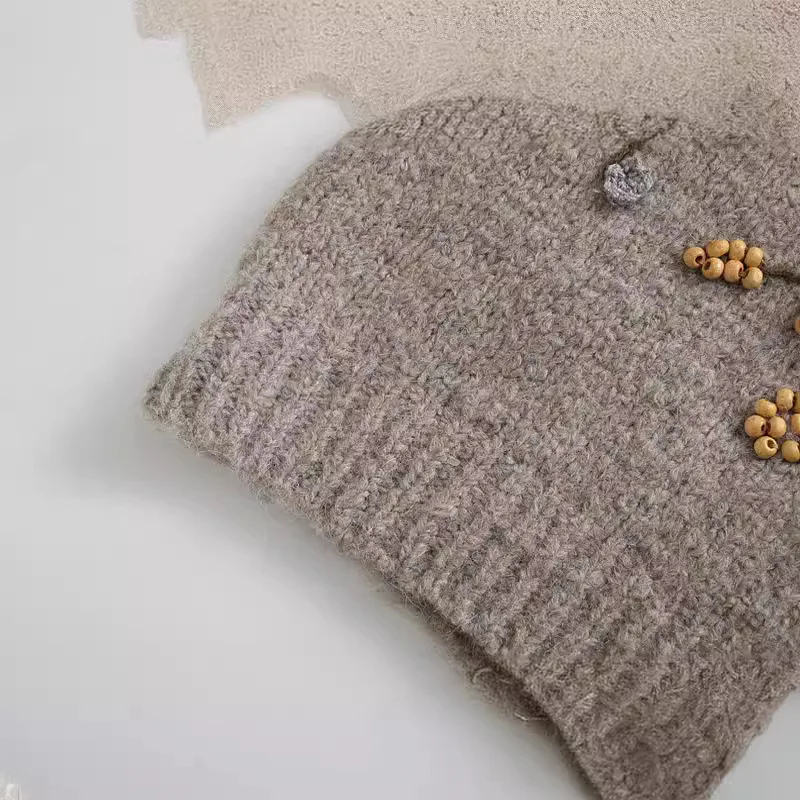 Beaded Flowers Embroidered Puff Sleeve Sweater - Image 5