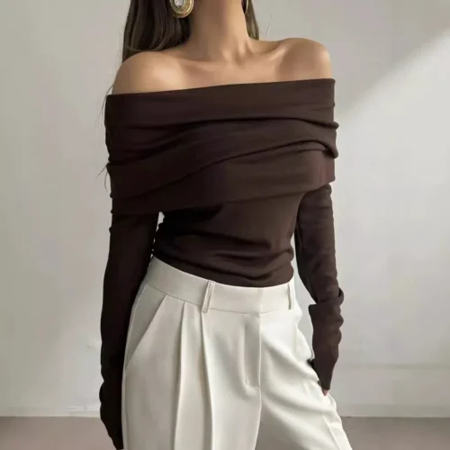 Korean Style Off-Shoulder Knitted Top
