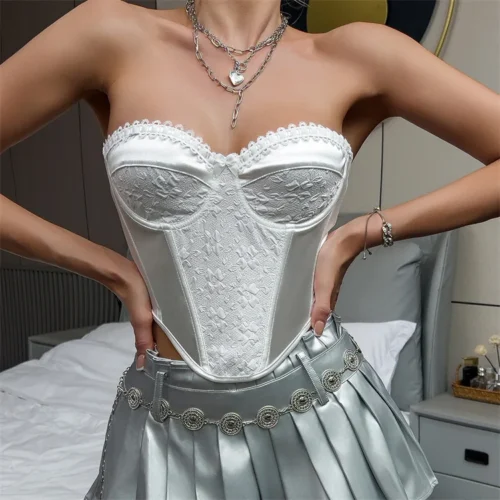 Bustier Diamond Fishbone Corset Tube Crop Top