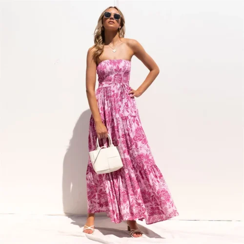 Bohemian Tube Floral A-Line Maxi Dress