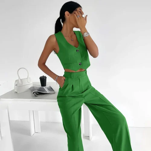 Cotton & Linen V-Neck Co-Ords Set