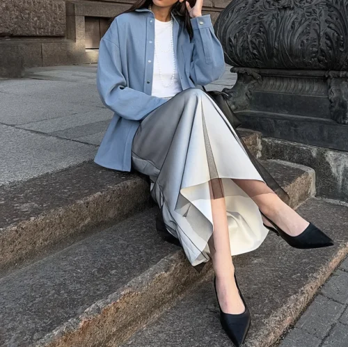 Lapel  Sleeves Long Autumn Cotton Comute Shacket