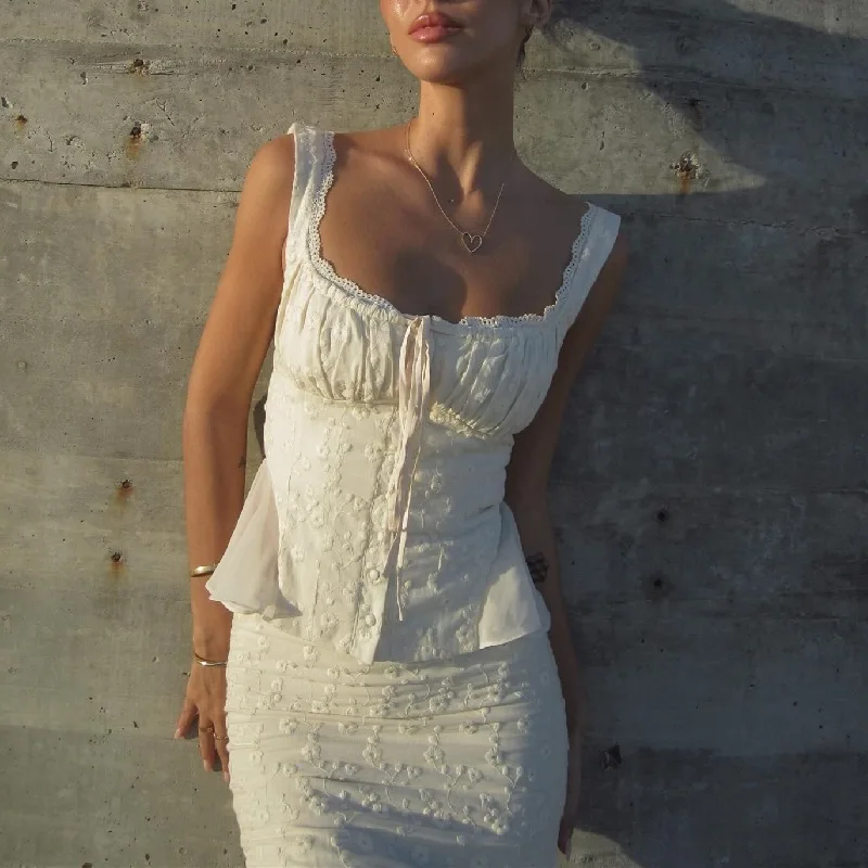 Ivory Off-Shoulder Corset Mermaid Maxi Co-Ords Set - Image 4